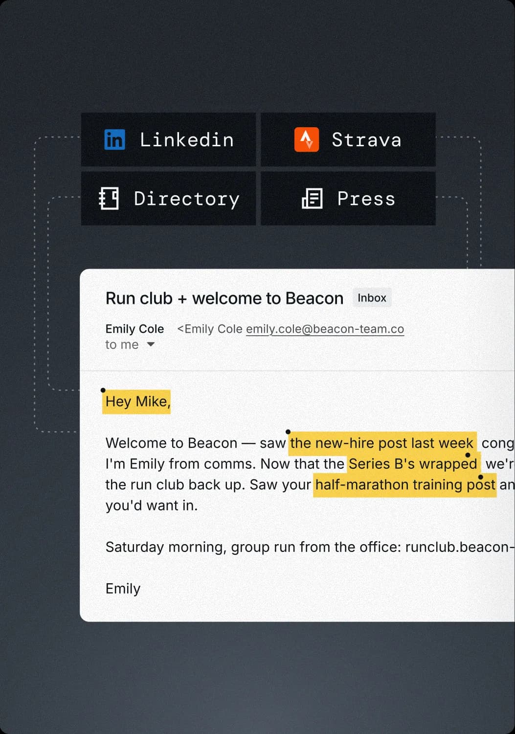 Simulated phishing email annotated with the tells the employee missed