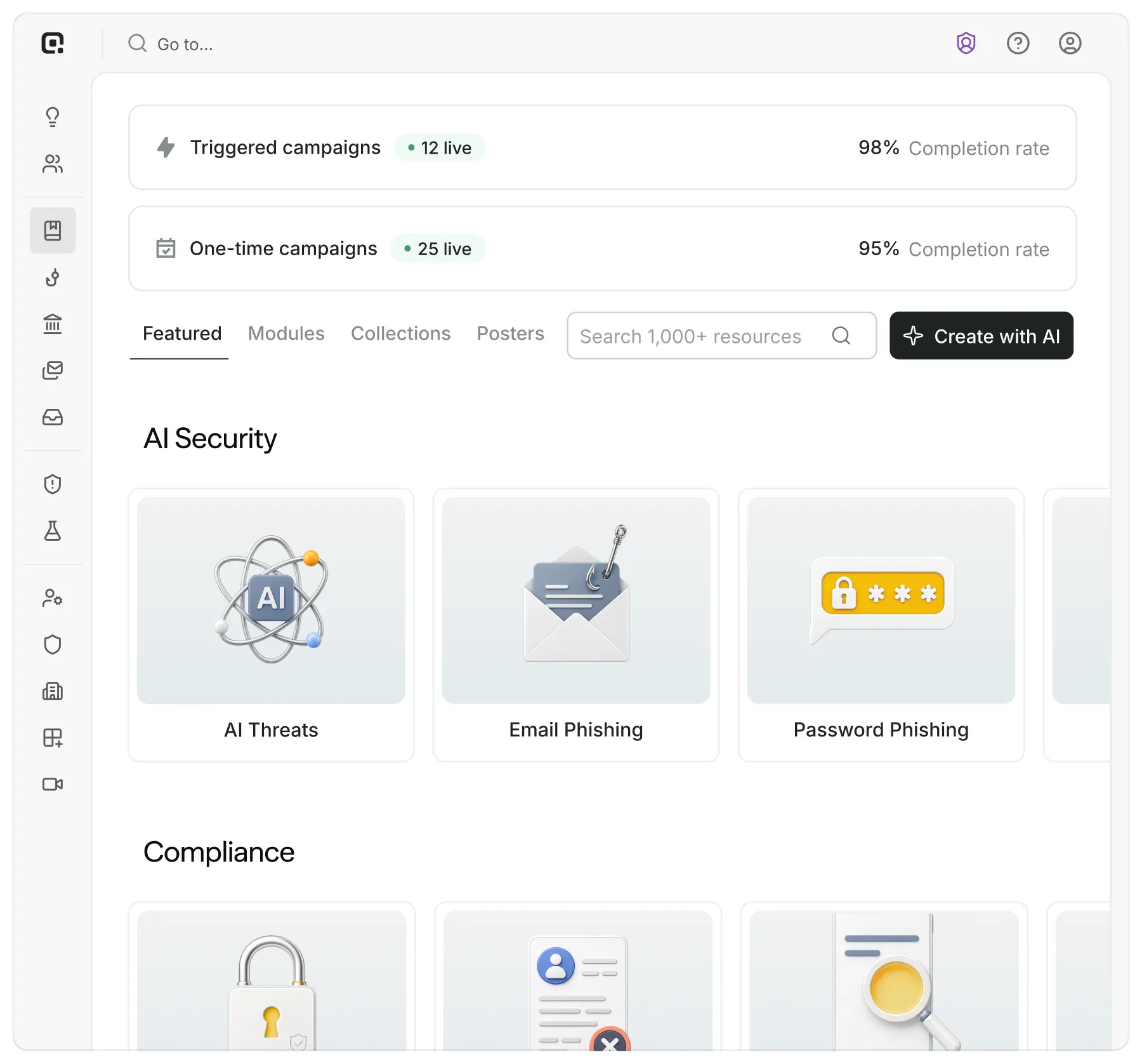 Security Training product interface