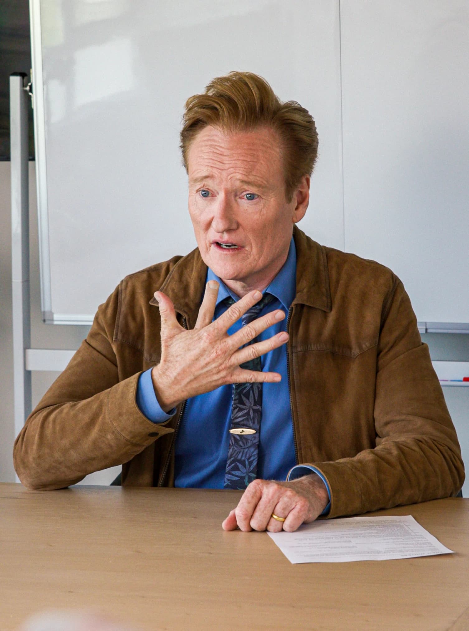 Conan O'Brien filming the security training series