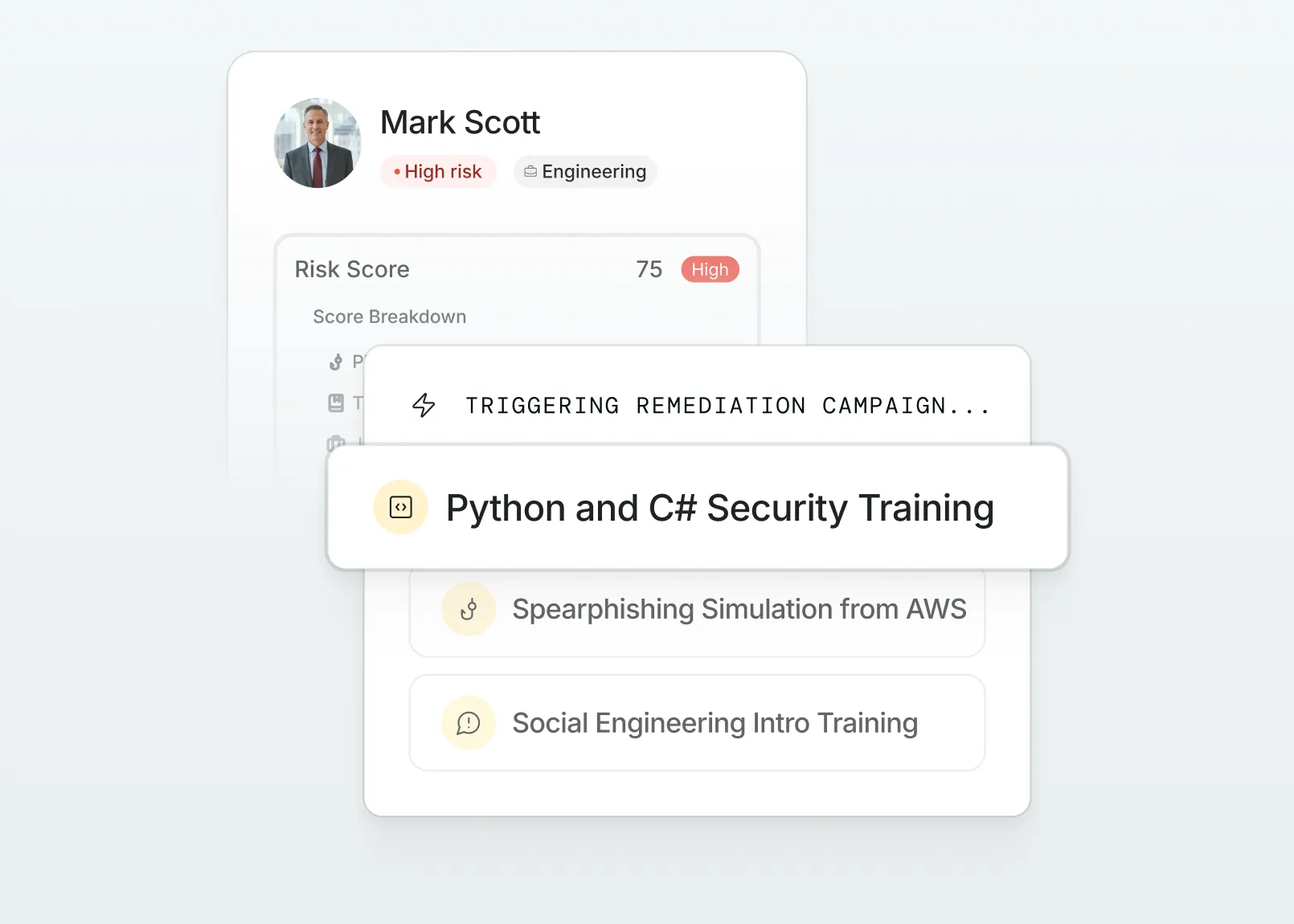 Risk score and automated remediation campaign for high-risk employees