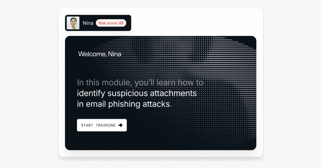 Personalized training module targeting suspicious email attachment behavior