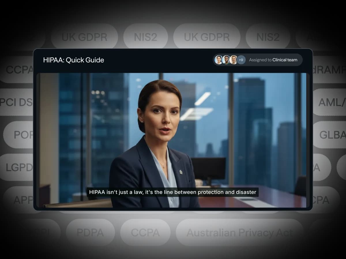 Training module library with a featured HIPAA Compliance course among compliance modules