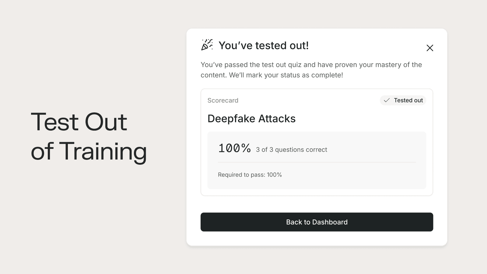 New Release: Test Out of Training Modules