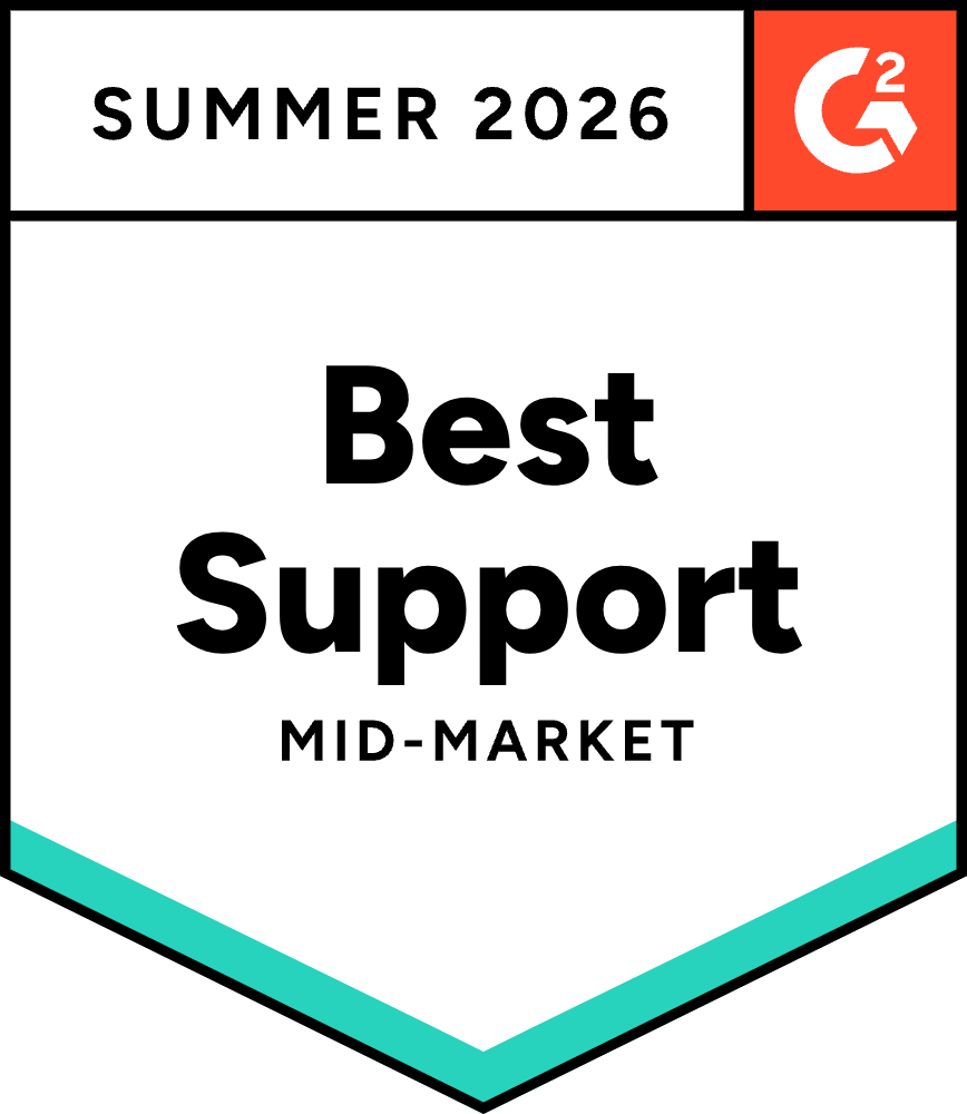 G2 Best Support — Mid-Market, Summer 2026