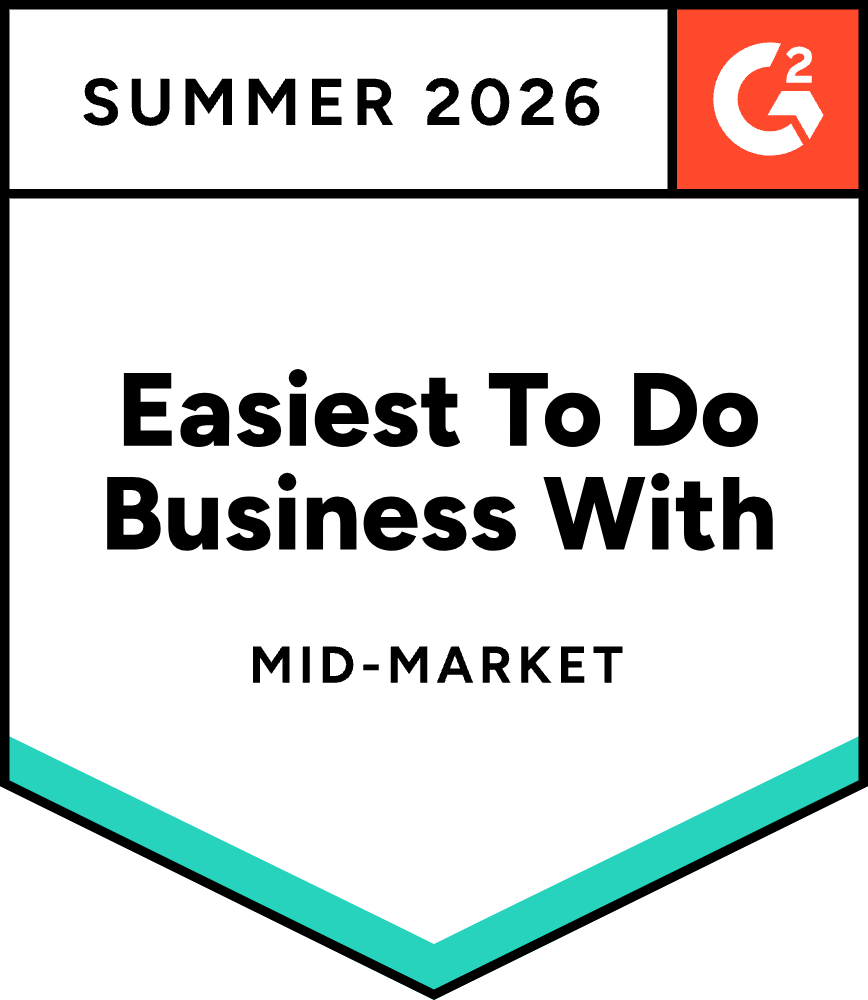 G2 Easiest To Do Business With — Mid-Market, Summer 2026