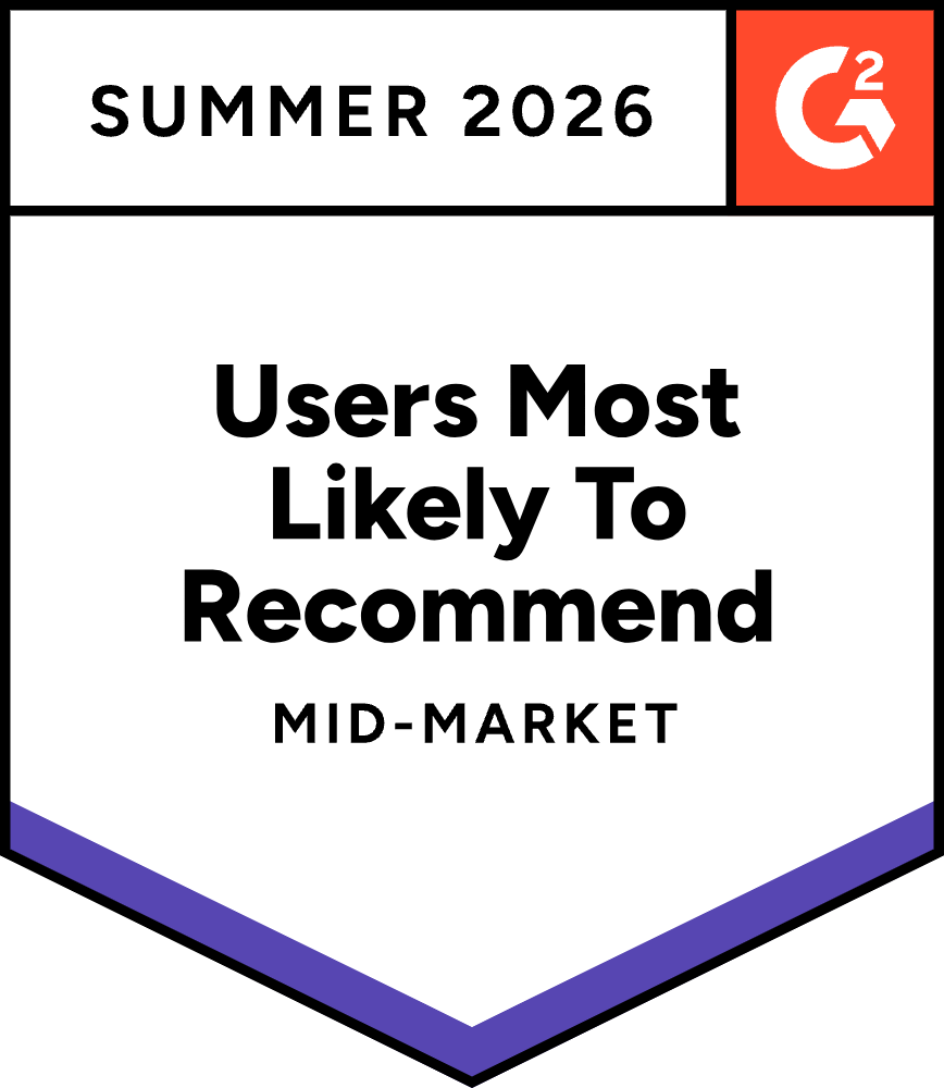 G2 Users Most Likely To Recommend — Mid-Market, Summer 2026